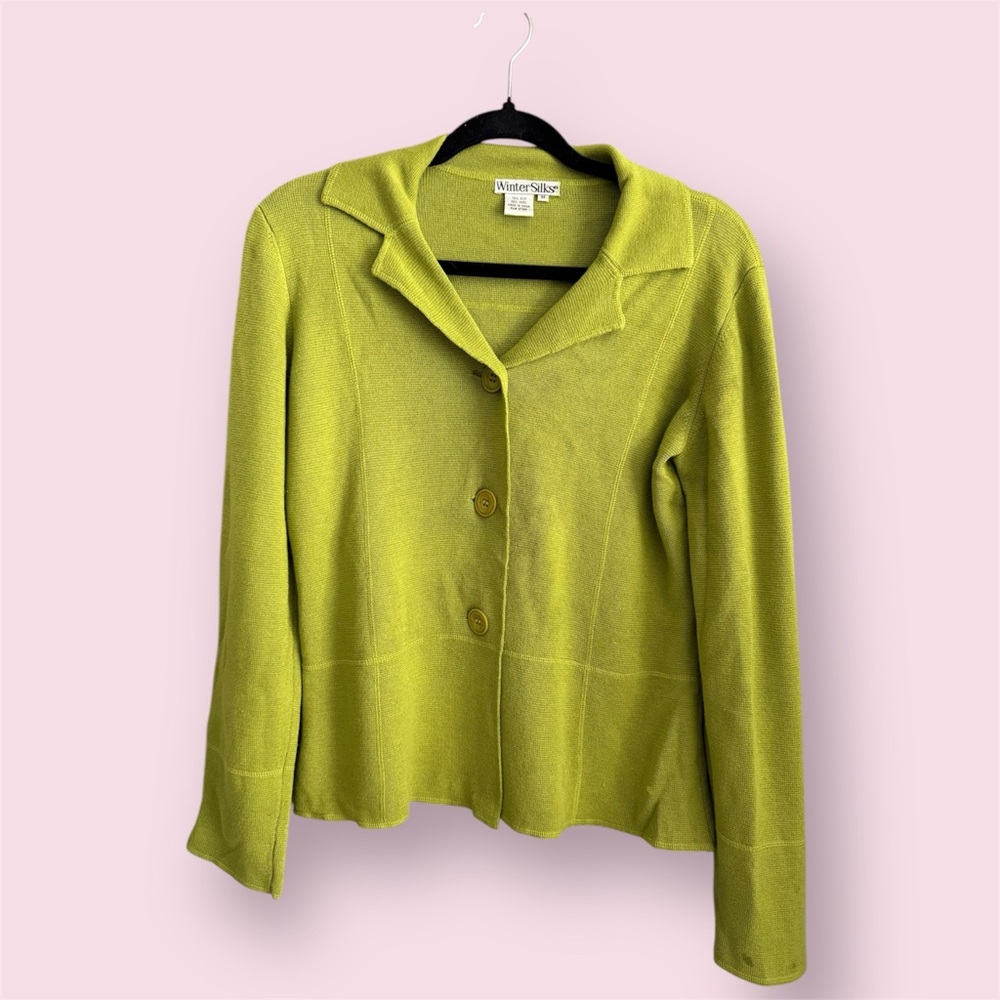 VTG WINTER SILKS Lime green Cardigan sz M
